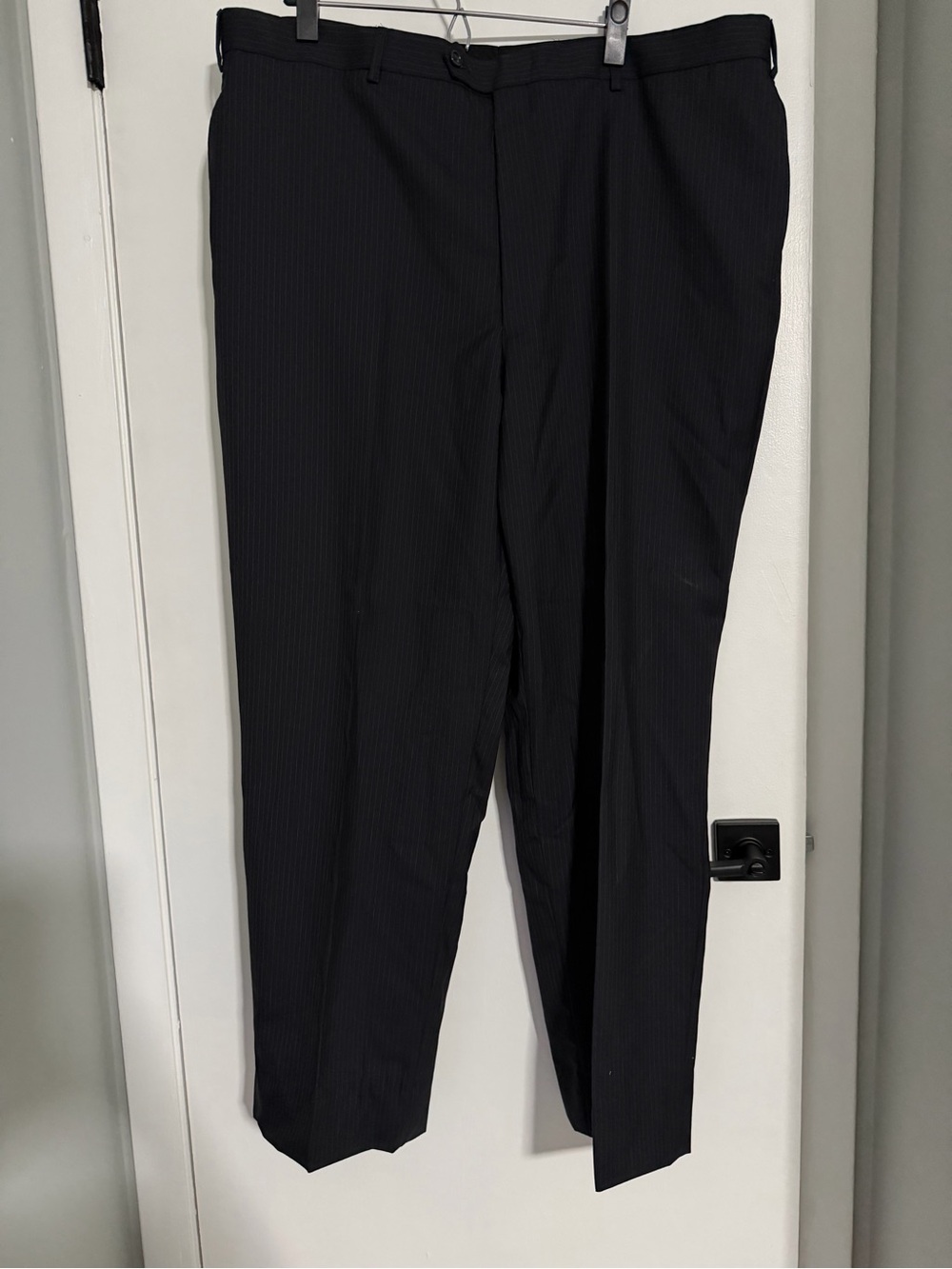 Men's Black Pinstripe Dress Pants - Picture 1 of 3